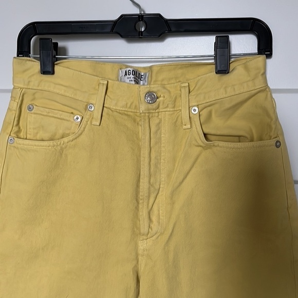Agolde Riley High-Rise Cropped Yellow Denim Pants Size 27 - Picture 5 of 13